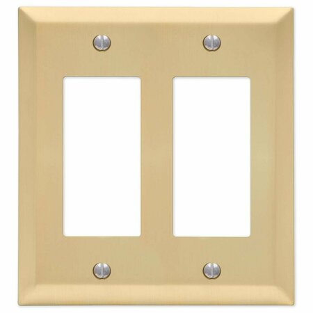 LIVEWIRE Century Satin Brass 2 Gang Stamped Steel Rocker Wall Plate, Beige LI2739044